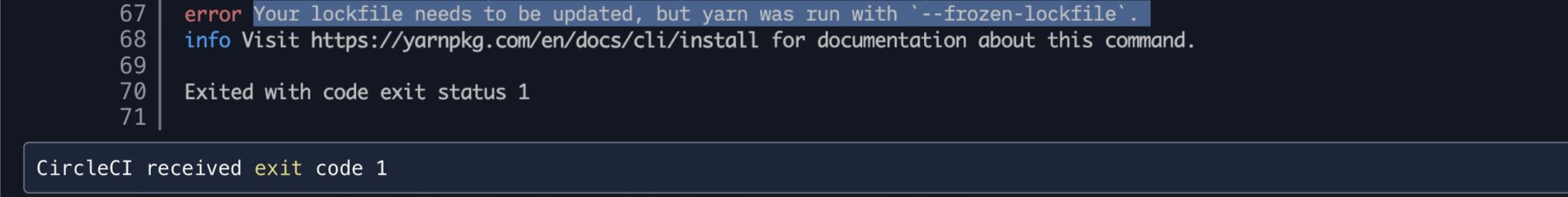 frozen-lockfile CI error
